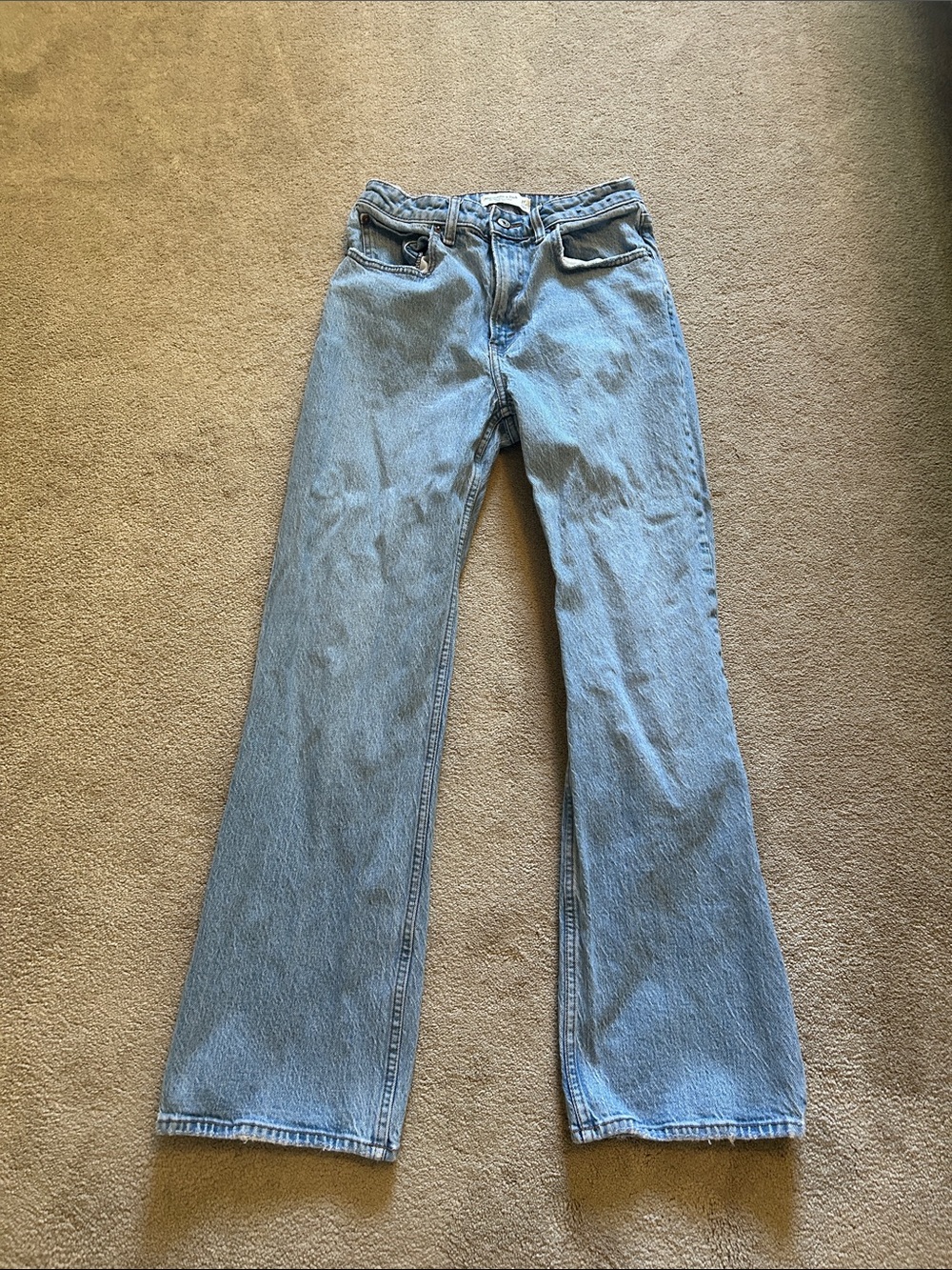 Abercrombie & Fitch Light Blue High-Rise Flare Jeans